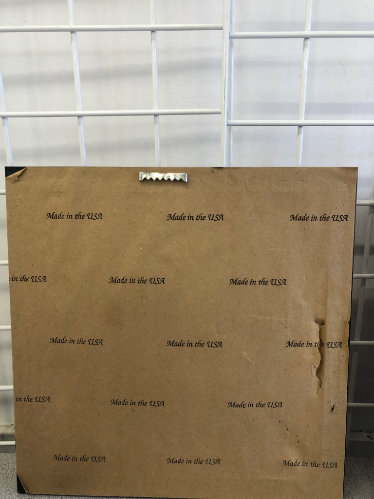 PINK FLOWER SHADOWBOX ART IN DK WOOD FRAME.