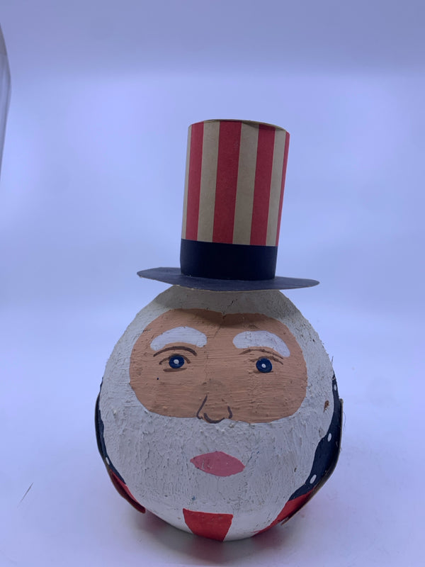 PAINTED UNCLE SAM COCONUT SHELL DECOR.