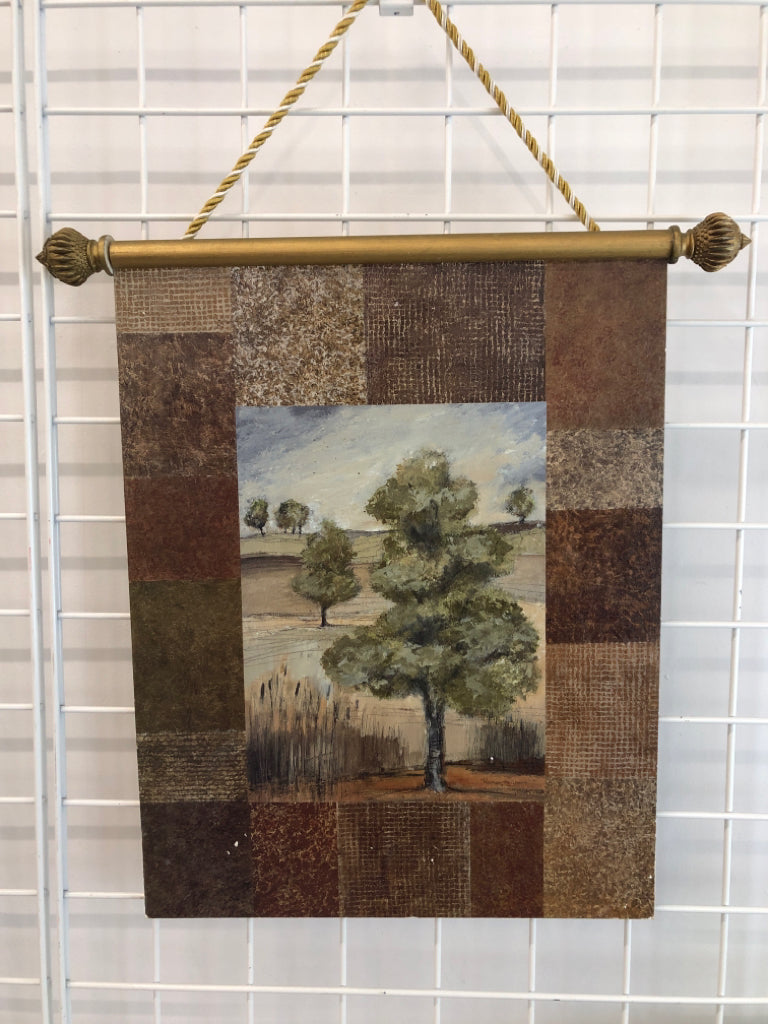 SCROLL STYLE TUSCAN TREES LANDSCAPE WALL HANGING.