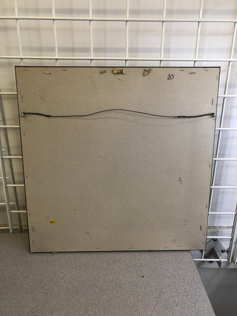 TULIP PAINTING IN BLACK SHADOWBOX FRAME.