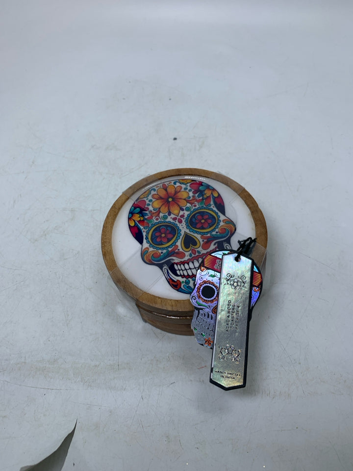 NIP 4 SUGAR SKULL COASTERS.