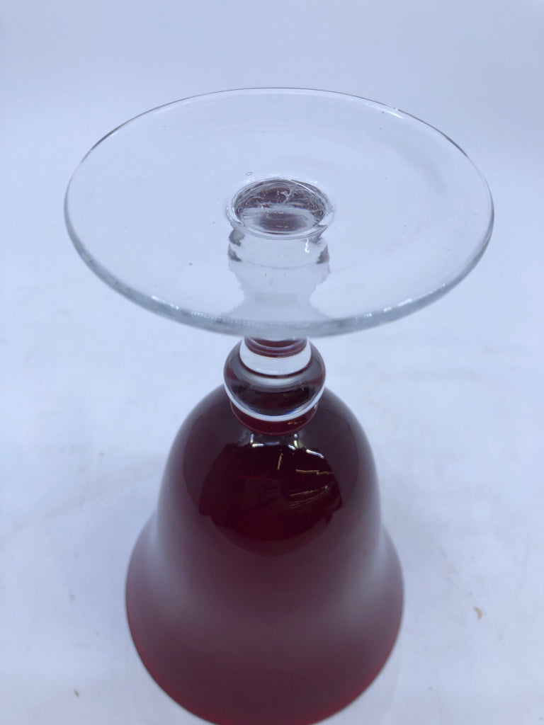 4 RED FLARED WINE GOBLETS.