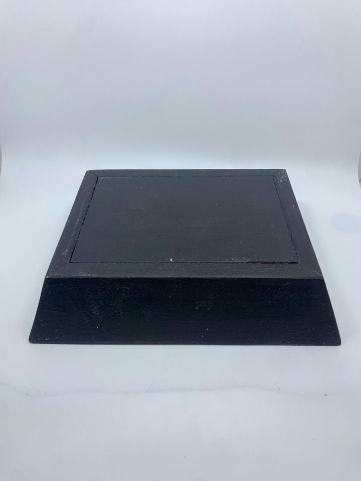 BLACK PAINTED WOODEN TRAY.