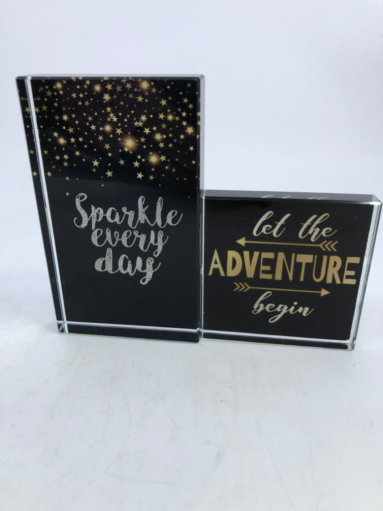 GLASS "SPARKLE EVERY DAY" DESK DECOR.