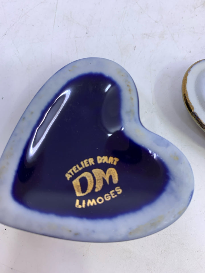 COBALT BLUE GOLD ACCENTS HEART SHAPED LIMOGE FRANCE.