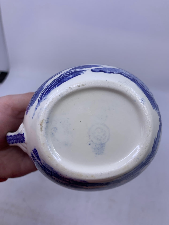 WHITE W/ BLUE ASIAN STYLE SCENE.