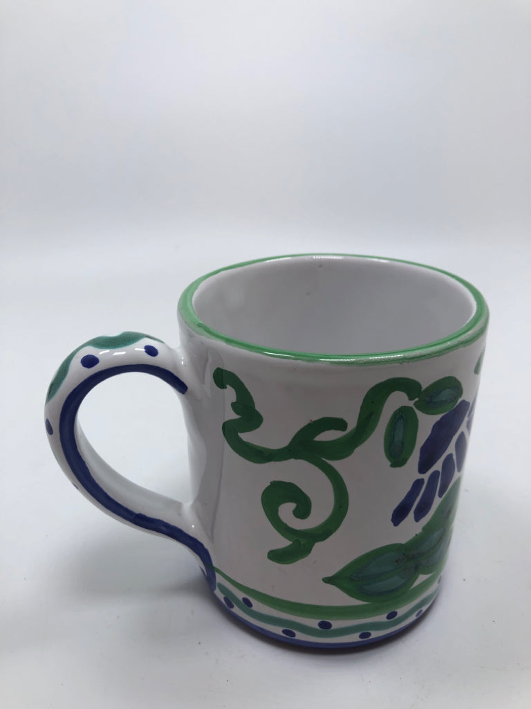 ITALIAN HAND-PAINTED BLUE/GREEN MUG.