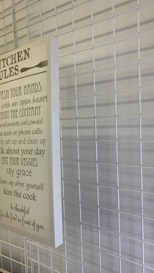 KITCHEN RULES CANVAS WALL ART.
