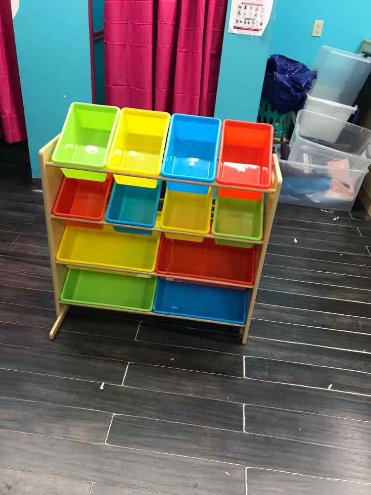 Kids Toy Storage Organizer with 12 plastic bins(minor wear)