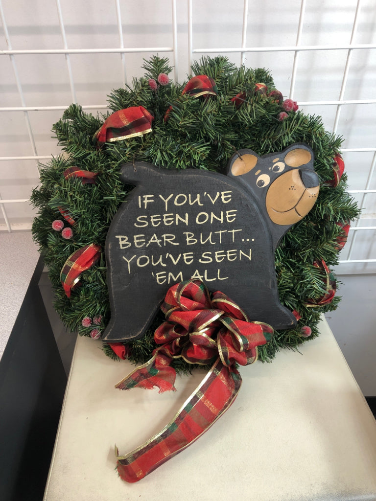 BEAR BUTT WREATH.