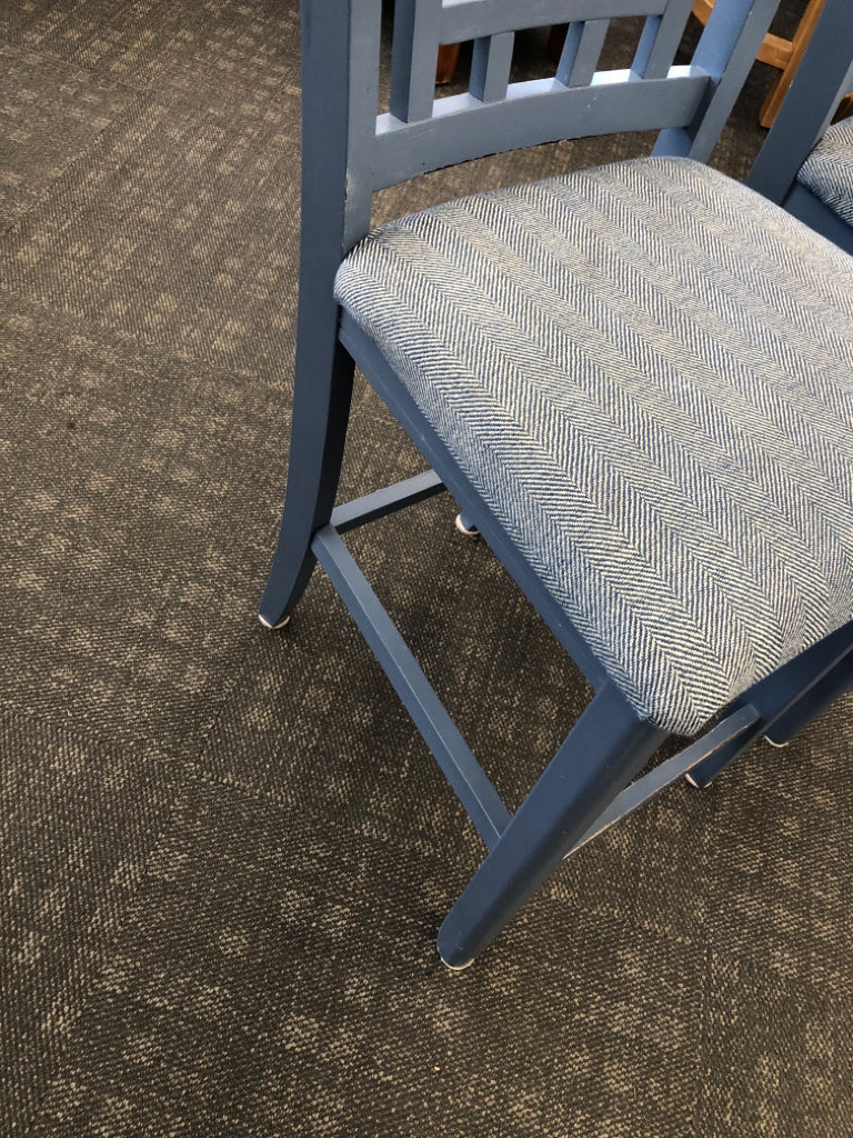2 BLUE CHAIRS W/FABRIC SEAT.