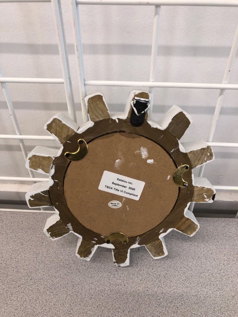 3PC WOOD COG WHEEL WALL MIRRORS.