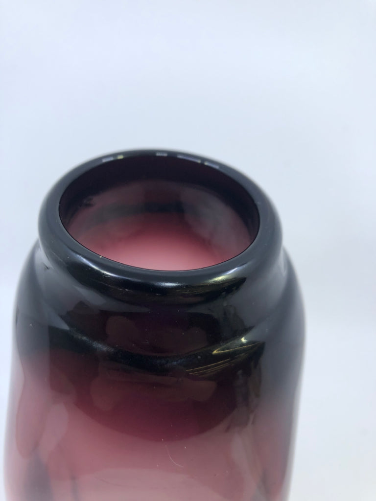 HEAVY DARK PURPLE VASE.