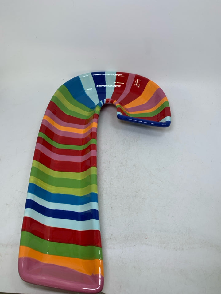 STRIPED RAINBOW CANDY CANE SERVING PIECE.