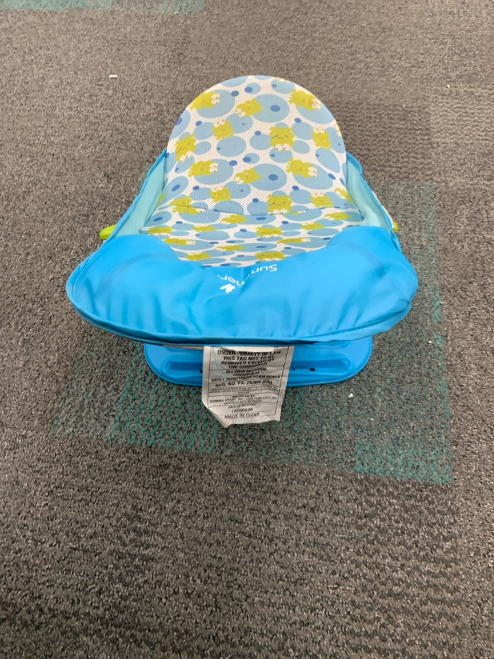 BLUE INFANT BATH SEAT GREEN FROGS