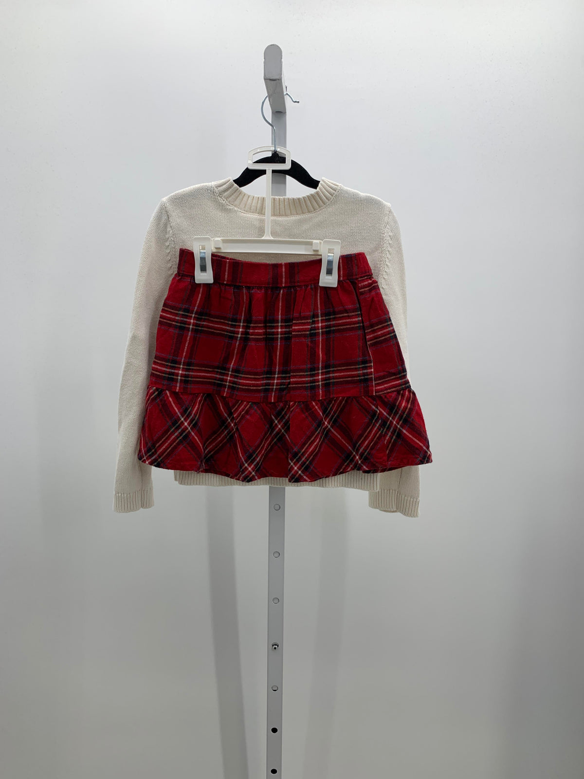 LONG SLV SWEATER HOLLY PLAID SKIRT