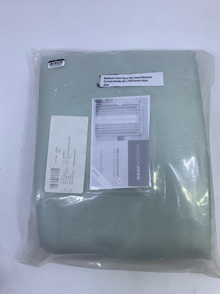 NIP DUSTY AQUA MADISON PARK 1 CURTAIN PANEL.