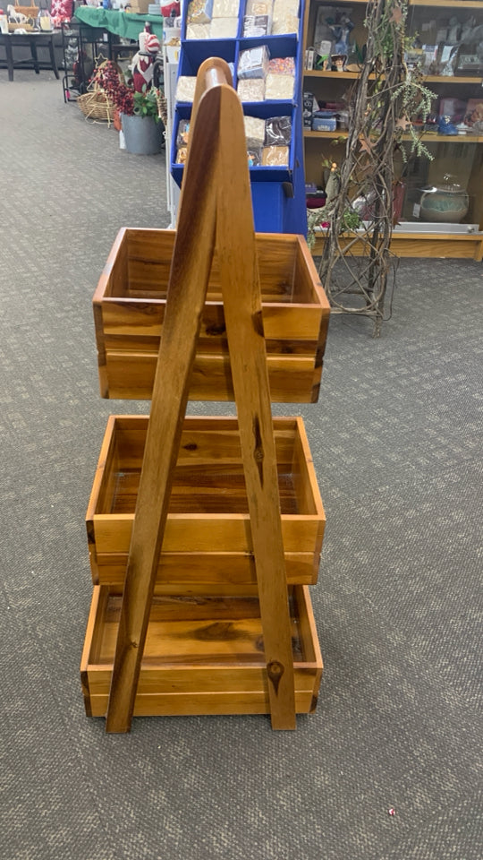 3-TIER WOODEN TOWER SHELF.