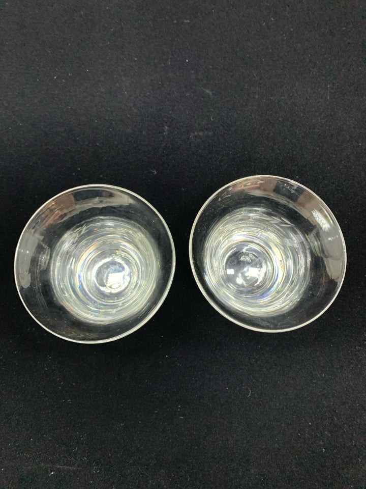 2 GLASS ETCHED CANDLE HOLDERS.
