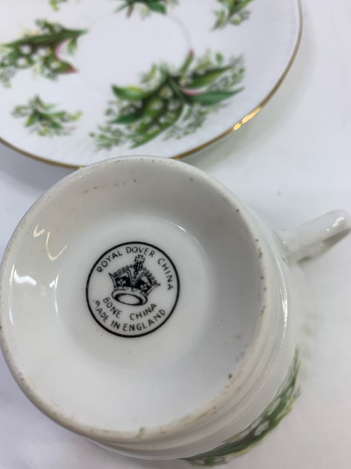 GREEN LEAF TEACUP SET.