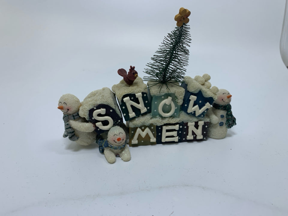 PRIMITIVE STYLE BLOCK "SNOWMAN" FIGURINE.