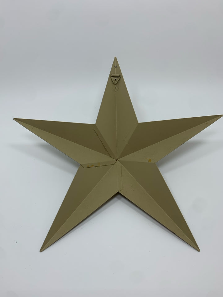RED BERRIES PAINTED TAN METAL STAR.