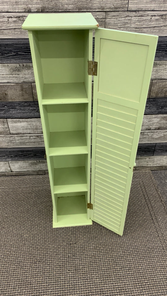 GREEN NARROW SEASHELL SHELF CABINET.