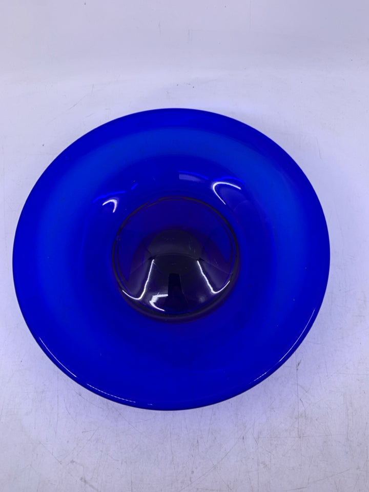 FOOTED COBALT BLUE GLASS.