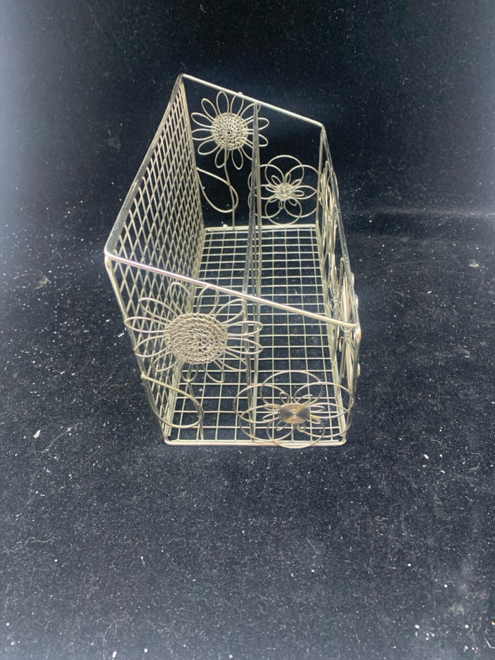 2 SLOT METAL MAIL FILE W/ FLOWERS.