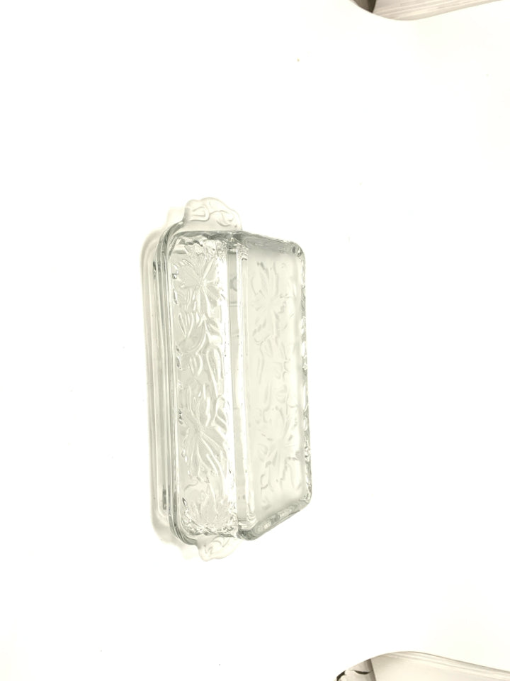 PRINCES HOUSE FANTASIA PATTERN FROSTED BUTTER DISH.