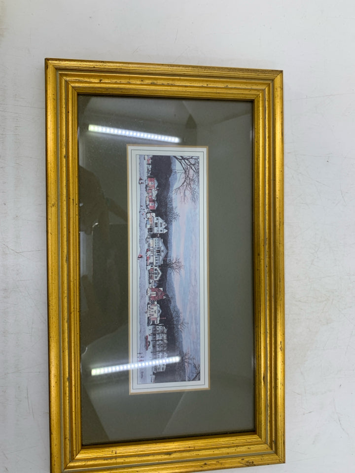 FRAMED VILLAGE SCENE PRINT- NORMAN ROCKWELL.
