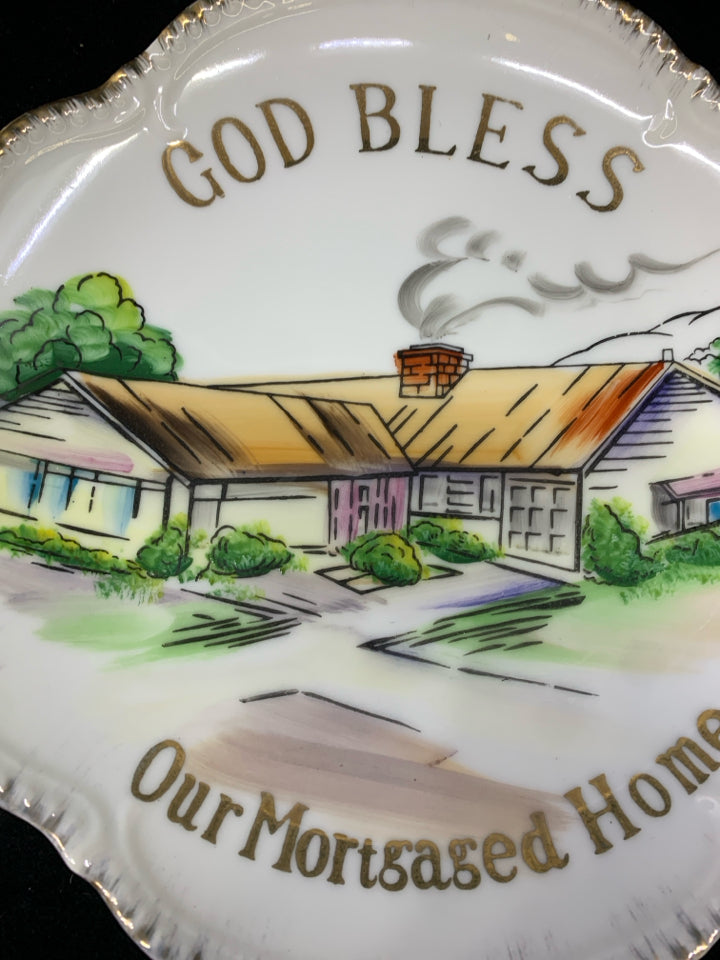 GOD BLESS RAISED EDGE DECOR PLATE.