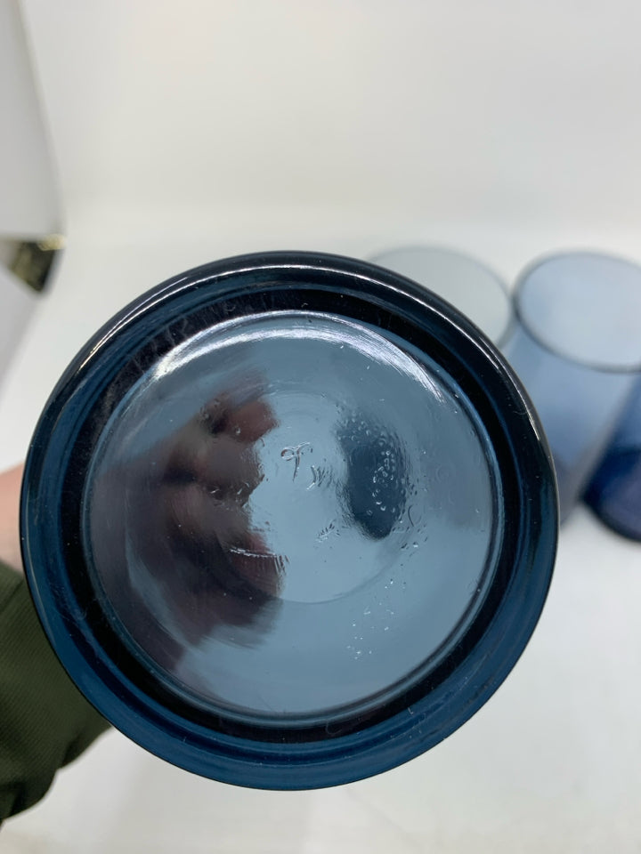 4 DARK BLUE WATER GLASSES.