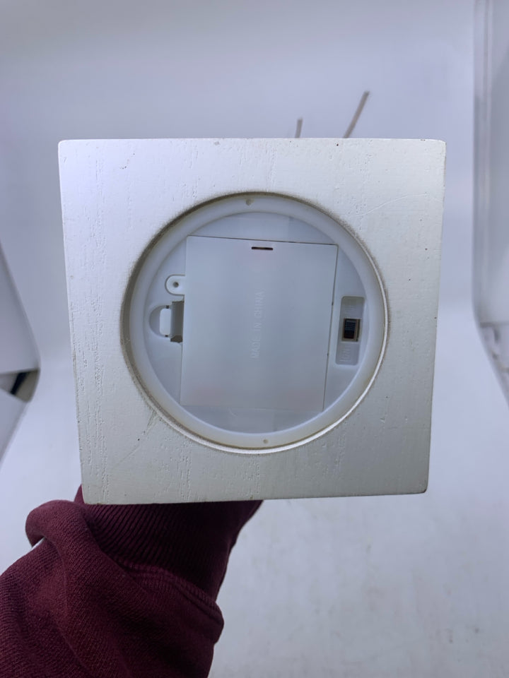 WHITE WASHED WOOD BASE W/ ROSE GOLD TREE LIGHT UP.