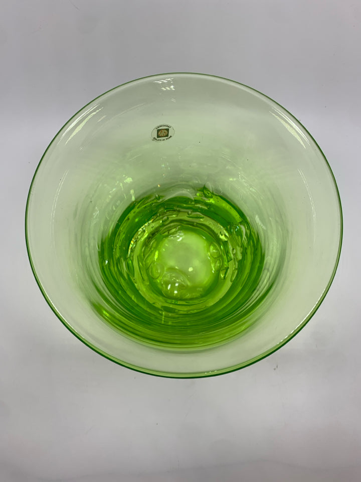BRIGHT GREEN BUBBLE VASE MADE IN POLAND.