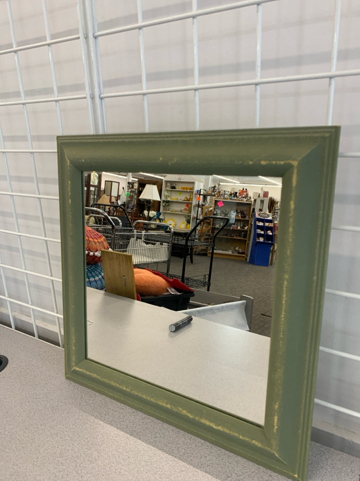 SQUARE GREEN WALL MIRROR.