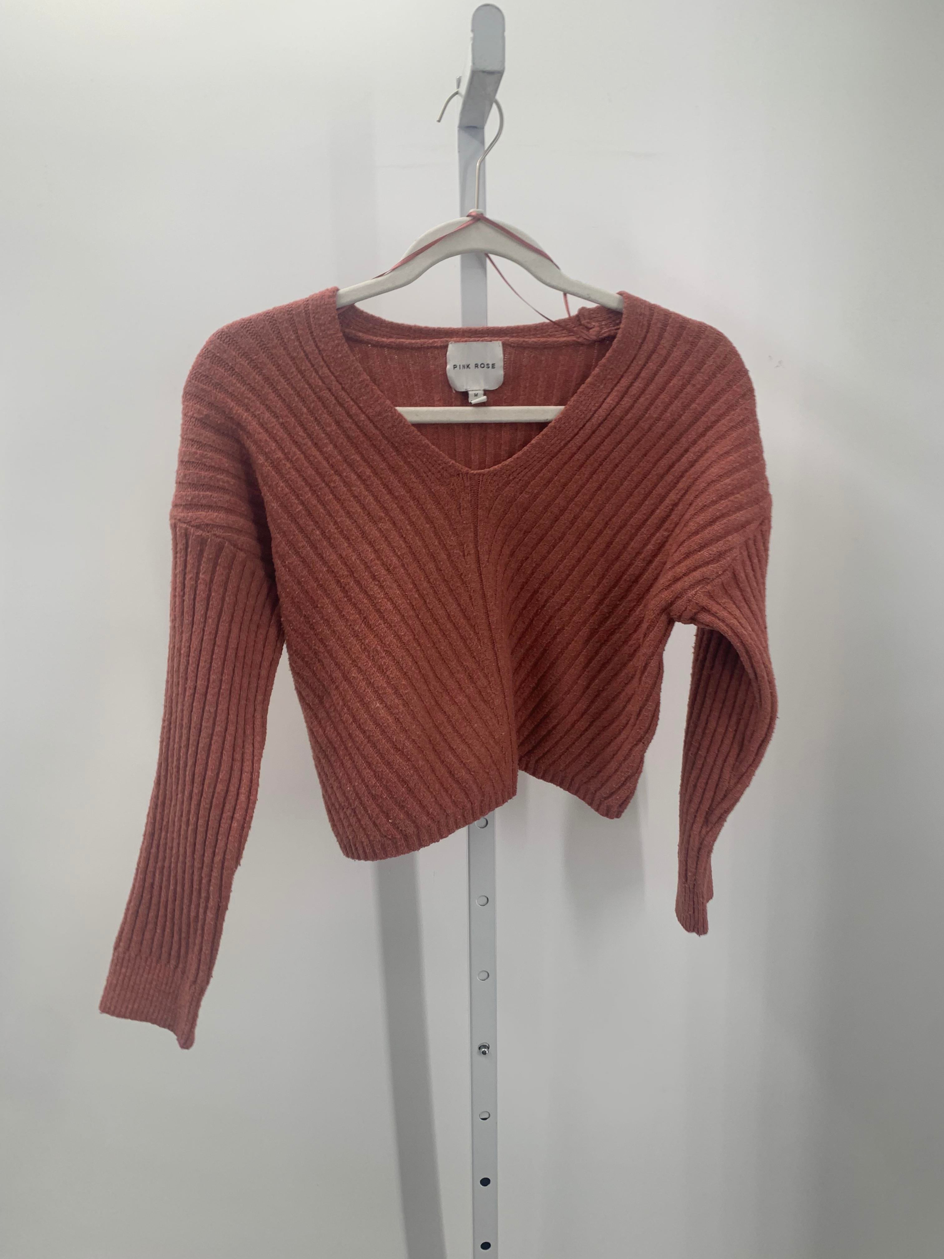 Pink Rose Size Medium Juniors Long Sleeve Sweater