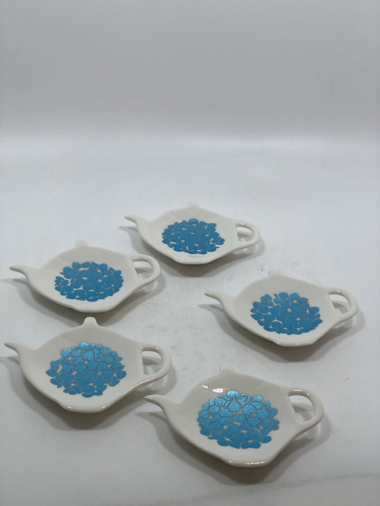 5PC TEAPOT SHAPED TEABAG HOLDER IN BOX.