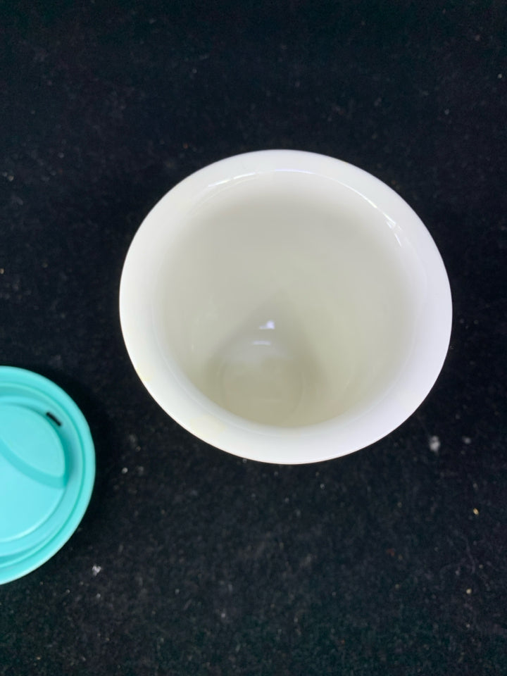 TEAL HAPPILY EVER AFTER TRAVEL MUG.
