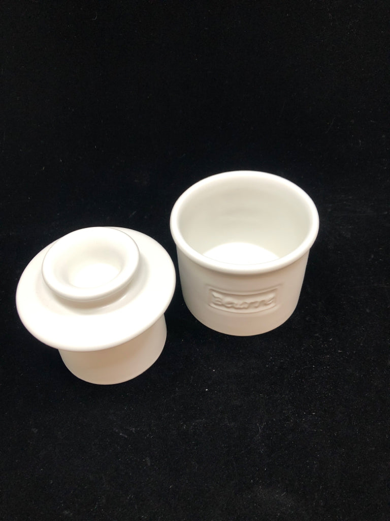 WHITE CERAMIC BUTTER BELL.