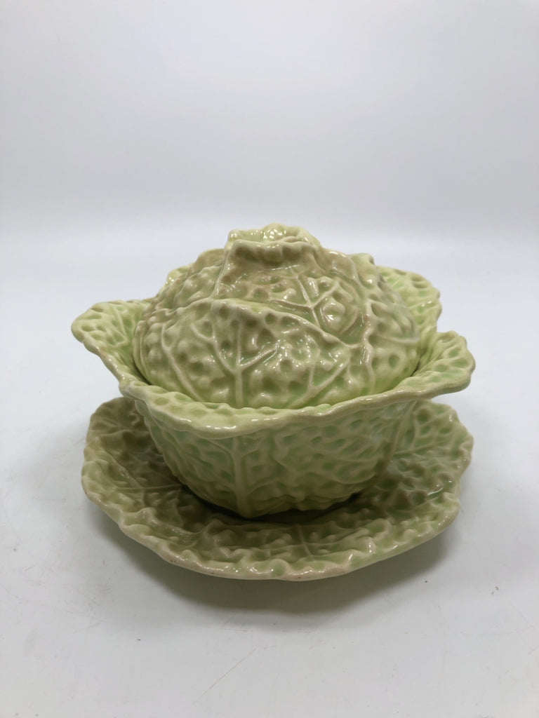 3PC E&R COVERED CABBAGE BOWL + UNDERPLATE.