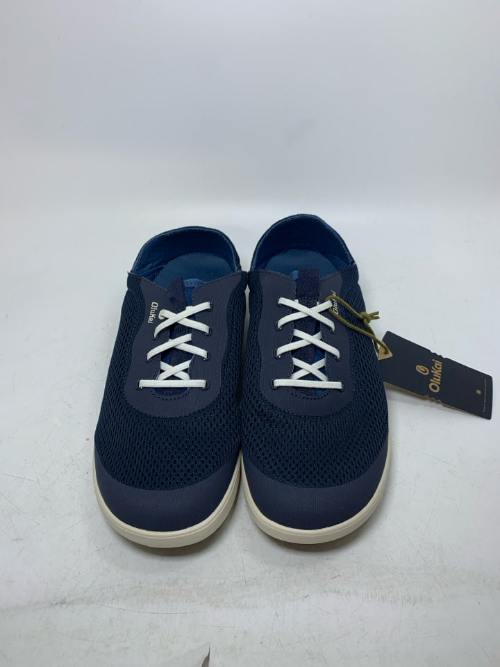 Olukai Moku Pae Trench Blue/Off White Mesh Boat Casual Sneakers- New With Tags