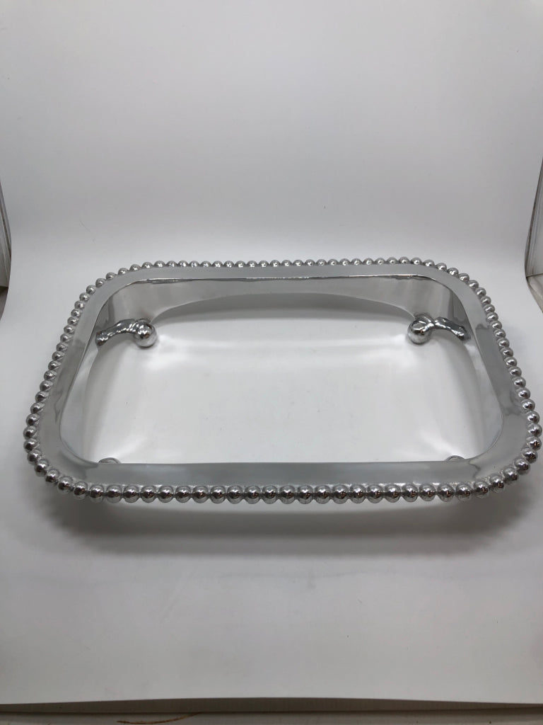 MARIPOSA PEARLED ALUMINUM OBLONG CASSEROLE CADDY IN BOX.