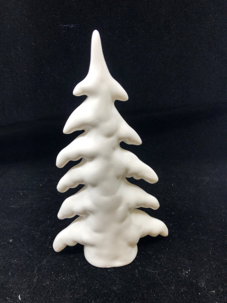 SMALL WHITE GLASS CHRISTMAS TREE DECOR.