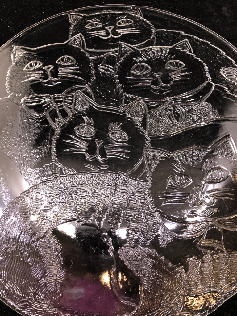 GLASS CAT SERVING TRAY.