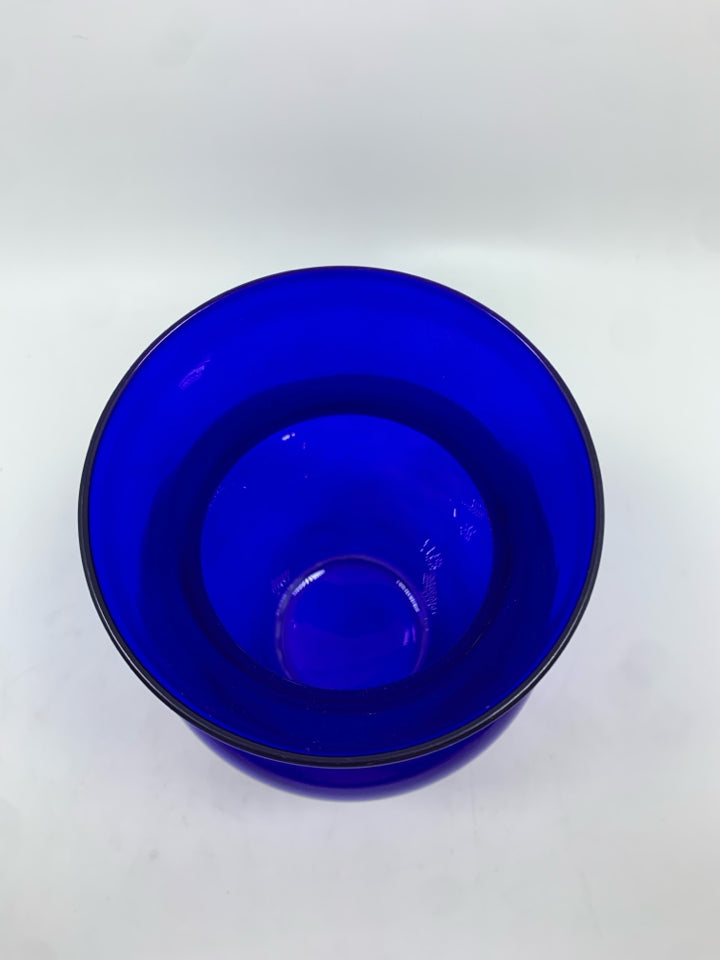 COBALT BLUE GLASS VASE.