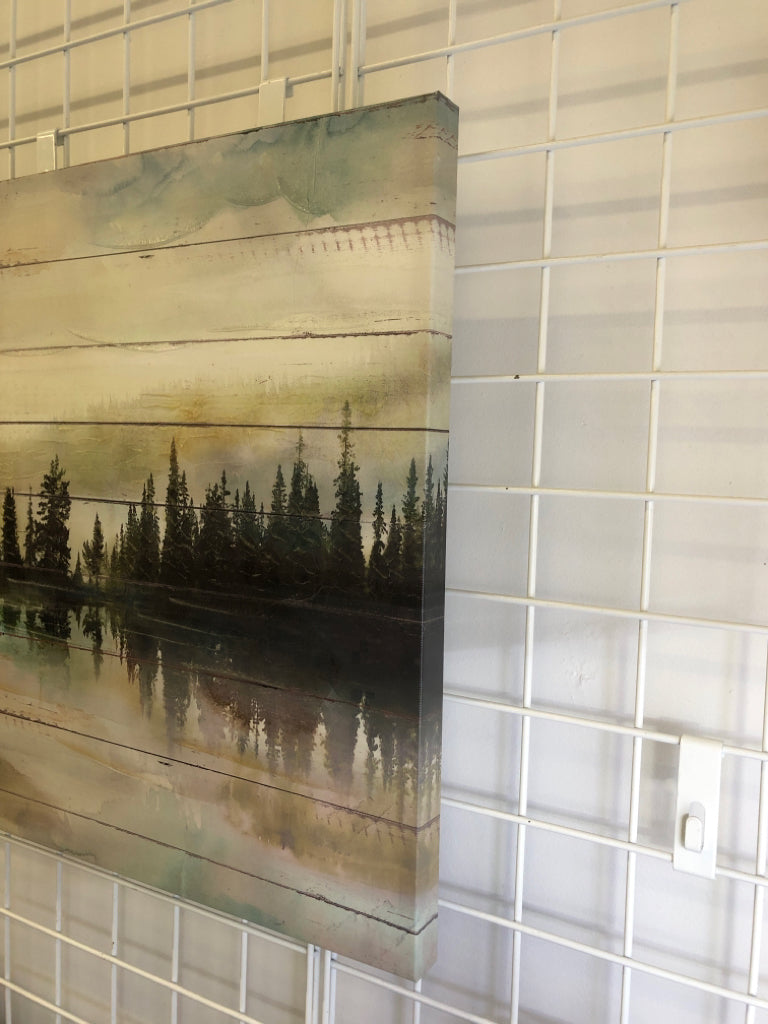 PINE TREE W/ WATER REFLECTION CANVAS.