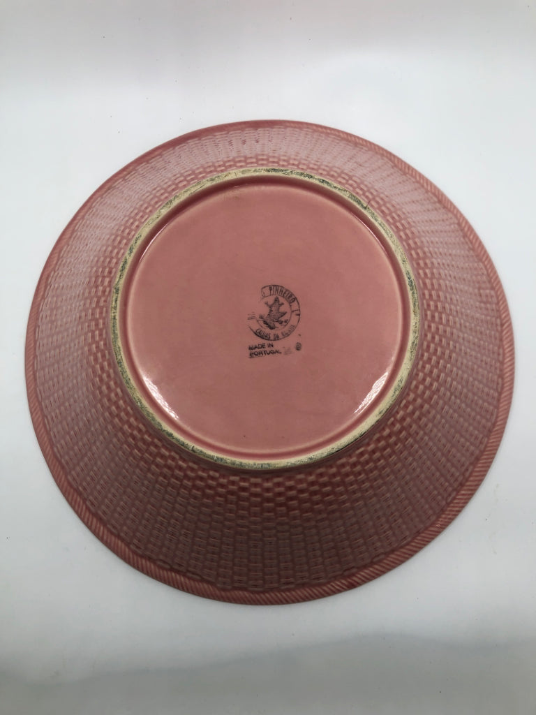 PINK SERVING BOWL W/EMBOSSED FLOWERS.