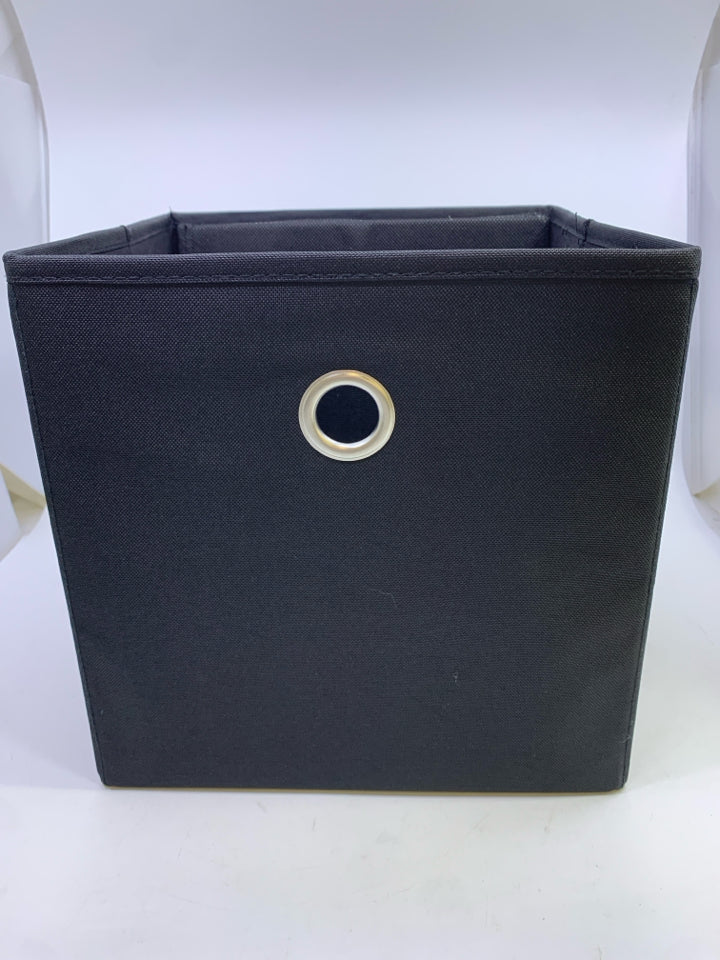 BLACK CANVAS FABRIC STORAGE BIN.