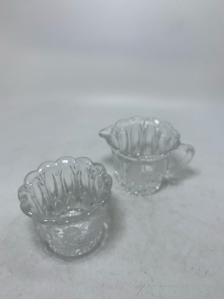 CRYSTAL ETCHED BIRD SUG/CREAMER SET.